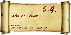 Stánicz Gábor névjegykártya